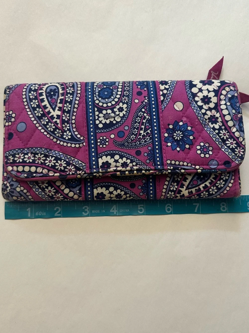 Blue and Purple Paisley Vera Bradley Gallery Wallet (Discontinued Pattern)